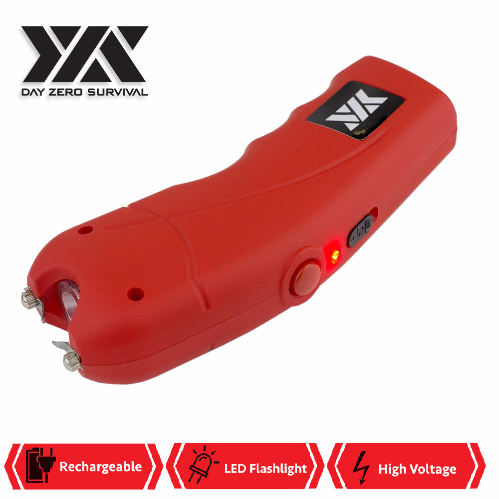 Red DZS Rechargeable Self Defense Stun Gun With Holster - Tophatter's Army Products & Self Defense Collectible Weapons - Tophatter Daily Deals